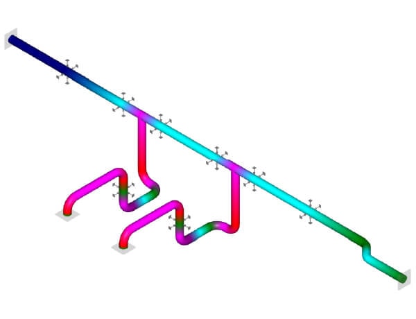 AutoPIPEによる配管の耐震解析の例